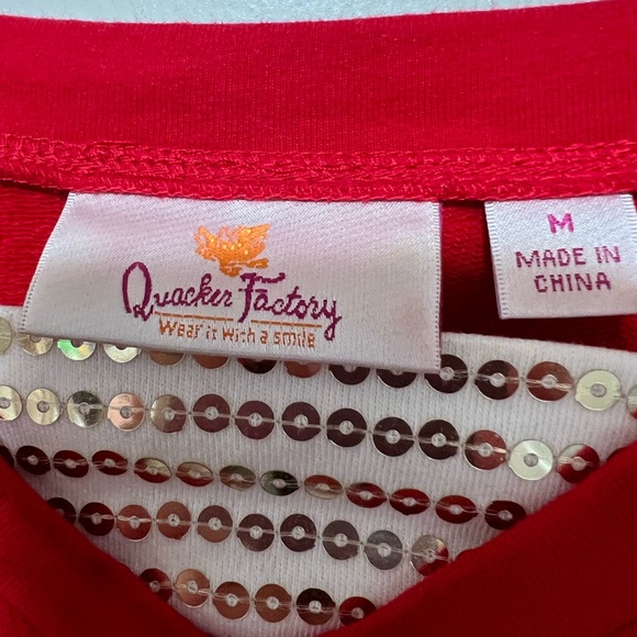Quacker Factory Tunic Top  Red Anchors Sequins size M Long Sleeve. - Picture 7 of 8